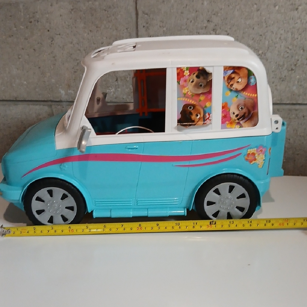 Barbie Blue and White Toy Van with Animal Graphics